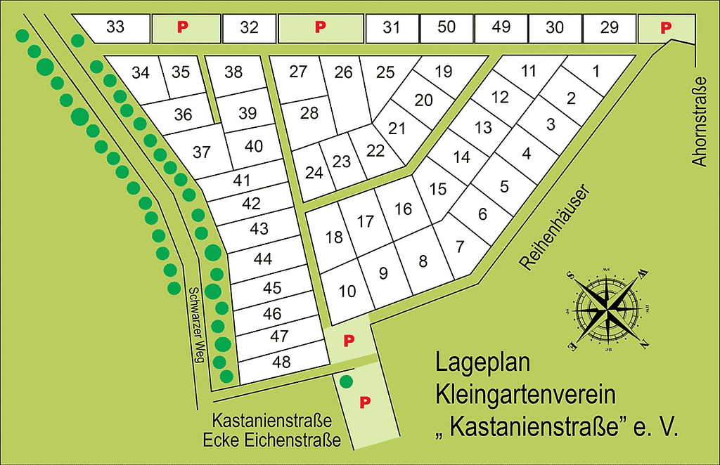 Lageplan der Gartenanlage